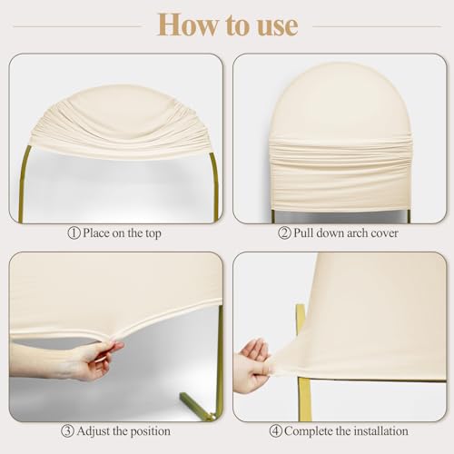 Ledido Wedding Arch Backdrop Cover 6FT Arch Covers Fitted Stretchy Spandex Round Top Stand Backdrop Cover for Wedding Banquet Ceremony Birthday Party Baby Shower Event Decoration,Beige - color: Beige, size: 6FT