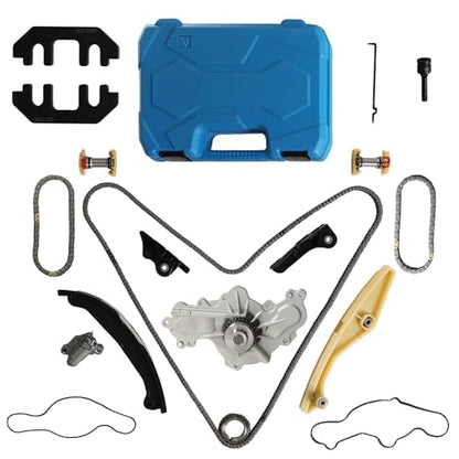 3.5 Timing Chain Kit with Water Pump with Camshaft Holding Tool Kit Fit For Ford Edge Explorer Flex Taurus Mustang 3.5L 3.7L V6 2011-2019 Replace BL3Z-6268-A 303-1248