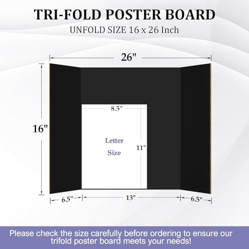 Ndsox 4 Pack 26" x 16" Black Trifold Poster Board Small Size Corrugated Cardboard Science Fair Display Boards for School Projects, Business Presentations, Event Displays, and Art Exhibitions - color: Black, size: 26 x 16 Inch