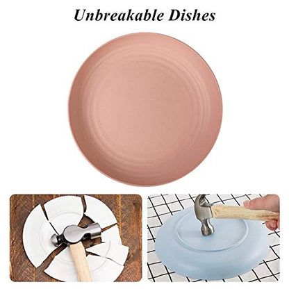 CAMBUY Wheat Straw Plates Lightweight Unbreakable Dinner Dishes Plates Set Dishwasher & Microwave Safe (Small 6 Pack 5.9') - color: Small Multicolour
