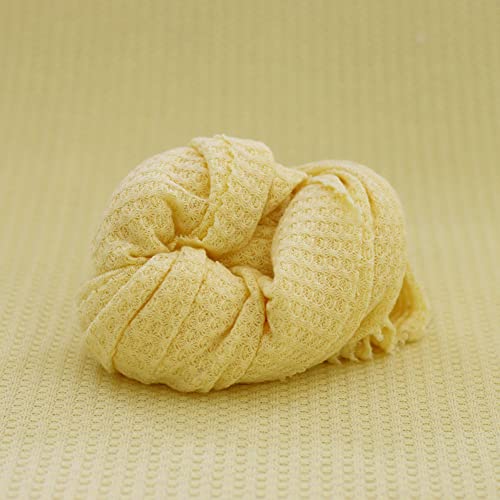 Newborn Photography Props Blanket Wrap Soft Knitted Stretch Baby Boys Girls Photoshoot Prop Cloth (Light Yellow) - color: Light Yellow