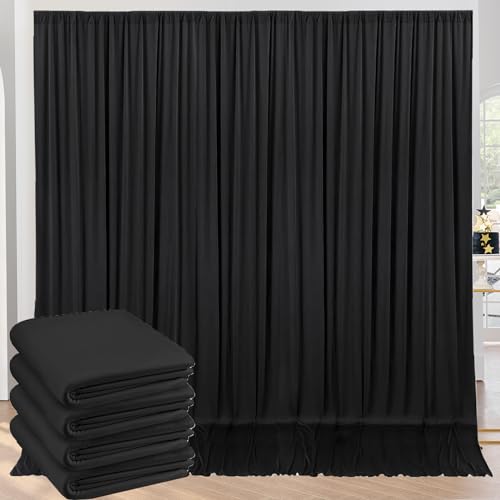20ft x 10ft Wrinkle Free Black Backdrop Curtains for Parties, 4 Panels 5x10ft Silky Polyester Black Photo Backdrop Drapes for Wedding Graduation Birthday Party Photography Background - color: Black, size: 20ftx10ft
