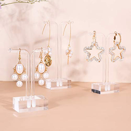 3pcs acrylic T bar earring display stand for show, retail hanging earring holder for online business, transparent jewelry Photography Props【Acrylic Earring T Stand-3pcs 】 - style: T bar