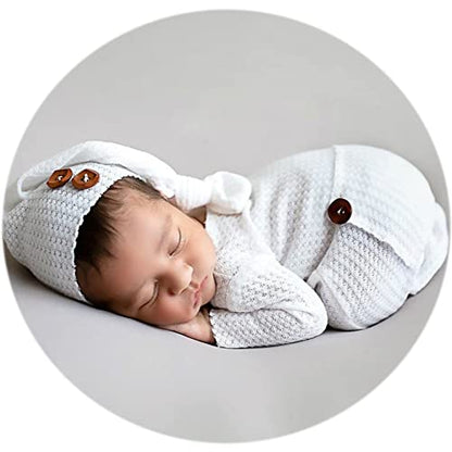 Zeroest Newborn Photography Props Boy Outfits Baby Photo Props Outfit Newborn Boy Photo Shoot Hat Set (White) - color: White