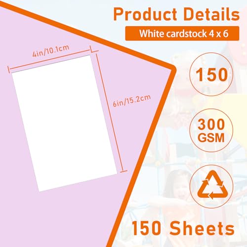 Guakicae 150 Sheets White Cardstock 4 x 6 Scrapbooking Paper, 300gsm/110lb Heavyweight Flat Paper Card Stock for DIY Card Making, Invitations, Greeting Cards, Birthday, Business Cards - color: White, size: 4x6-150pcs