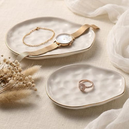 AISBUGUR Jewelry Dish Set of 2, Large Jewelry Tray for More Jewelry Ring Dish Jewelry Bowl with Beautiful Package and Greeting Card Perfect for Birthday Gifts for Women - style: Set of 2-Cloud