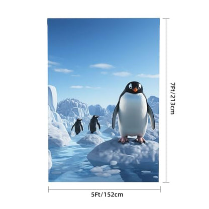 Penguin Antarctica Ice Backdrop Background for Photography 5x7ft Photobooth Professional Photo Backdrop Curtains Video Photography Studio Photo Backgrounds Banner Booth Background Screen Parties - color: Penguin Antarctica Ice
