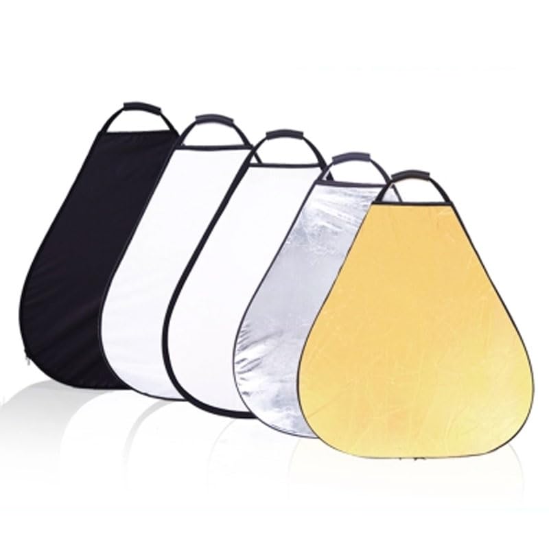 REFLEX CAMERA 5-in-1 Triangle Photography Reflector 12" | Gold Silver White Transparent Black | Single-Hand Grip | Portable Durable Light Reflector with Carrying Case (30cm) - size: 30cm (11.8in)