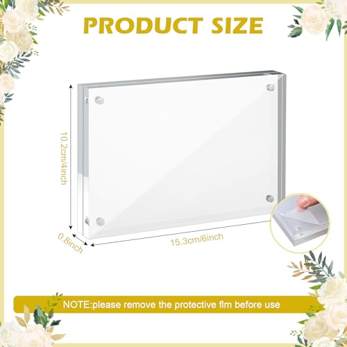 12 Pack 4X6in Acrylic Picture Frame, Clear Picture Frames Double Sided Magnetic Freestanding Photo Block Frame Desktop Display Floating Frameless Acrylic Frame Stand - size: 4X6