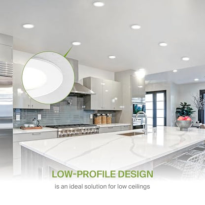 ASD 6 Pack LED Recessed Lighting 6 Inch 15W, 5 CCT 2700K-5000K CRI90+, IC Rated Ultra Thin Dimmable Ceiling Lights with J Box, Canless Wafer Downlight, Round Slim Panel Light, Energy Star ETL, White - color: White, size: 6 Inch 6 Pack