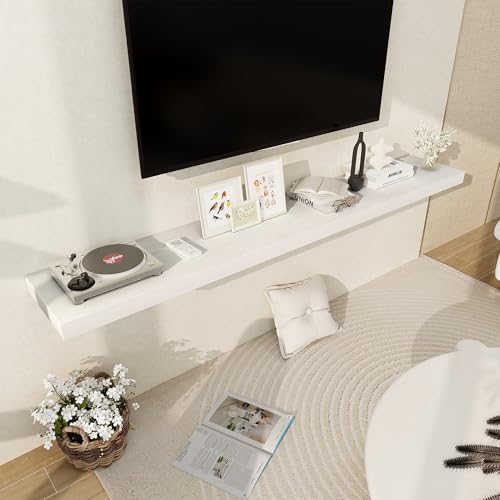 Fun Memories 72 Inch Floating Shelf, 12 Inch Deep Wall Shelf for Fireplace Mantel, Deep Storage Shelves for Home & Office, Wall Shelves with Invisible Bracket, White, Set of 1 - color: White, size: 72"W x 12"D, 1 Pack