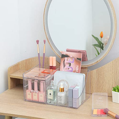 Cq acrylic1 Pack Clear Makeup Organizer Countertop,Stackable 1 Drawers Skincare Organizer,Cute Skin Care Organizer for Vanity Hair Clip,Jewelry,Beauty Product Desk and Make Up Organizers for Vanity - size: 1 Drawers