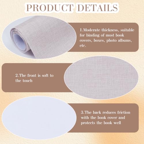 CRASPIRE 51 x 11.8 Inch Book Binding Cloth Book Cover Fabric with Paper Back Old Lace Linen Woven Polyester Bookcover for Books Album Scrapbooking Archival DIY Covering Bookbinding Protector - color: Old Lace