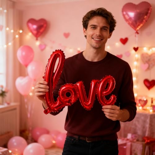 10 Pcs 19.6-inch mini red love shaped balloons for Valentine's Day decoration, wedding photography props, love