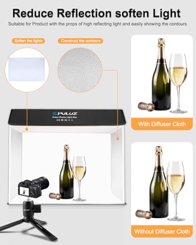 PULUZ Light Box Photography 24x16in, Portable Photo Studio Light Box with 336+336 LED Lights ＆4 Color backdrops Professional Photography Lighting Tent Kit for Big Product Photography Lightbox - color: 24x20x16in