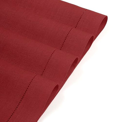D'Moksha Homes Red Linen Placemats Set of 4 - Classic Hemstitch Placemats 14 x 19 Inch - 100% Pure Linen Table Mats for Spring - Handcrafted and Machine Washable - color: 03 - Red