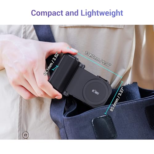 KIWIFOTOS Travel Phone Camera Grip Smartphones Camera Handle with Remote Control for iPhone 17 16 Pro Max Samsung Galaxy S25 S24 Selfie Vlog Video Shooting(Tripod NOT Included) - color: Clip on Phone Camera Grip Gray