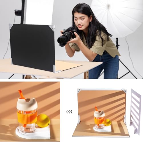 Yoocheese Photo Backdrop for Product Photography - Tabletop Backdrop Kit with 20 Background Patterns & 2 Shadow Board Props for Food, Jewelry, Cosmetics, Skincare & Small Products - 16.5x11.7 Inch - color: Light