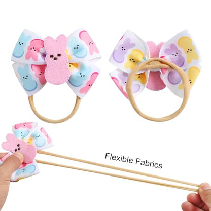 Bunny Hair Bow Pink Rabbit Bowknot Ribbon Easter Spring Hair Accessories 1PC Headband for Baby Girls - color: 1PC Headband