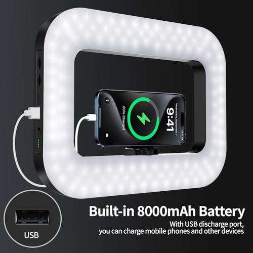 yAyusi Magnetic Cell Phone Light for Video Recording, Handheld Phone Stabilizer with Light, 8000mAh LED Selfie Phone Ring Light with Phone Holder, Smartphone Video Rig for Camera, Vlog, TikTok - size: Magnetic