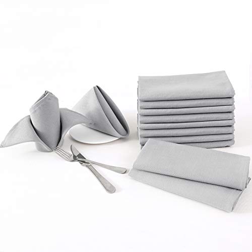 H.VERSAILTEX Cloth Napkins Set of 12 (18" X 18") Linen Textured Dinner Napkins Waterproof Extra Soft Thick Durable Reusable Napkins with Hemmed Edges for Dinners, Weddings and Everyday Use, Grey - color: Dove Gray, size: 18" x 18" (Square)