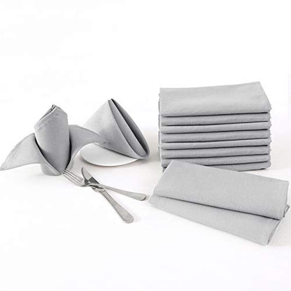 H.VERSAILTEX Cloth Napkins Set of 12 (18" X 18") Linen Textured Dinner Napkins Waterproof Extra Soft Thick Durable Reusable Napkins with Hemmed Edges for Dinners, Weddings and Everyday Use, Grey - color: Dove Gray, size: 18" x 18" (Square)