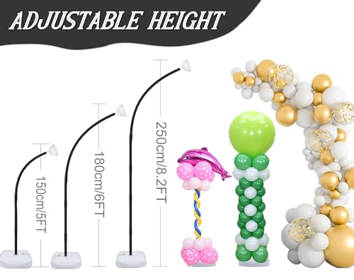 OurWarm 8.2FT & 6FT Balloon Arch Stand Kit, Black Half Arch Balloon Stand with Base for Floor, Free Bending Top Balloon Column Kit for Wedding Birthday Baby Shower Graduation Party Decorations - style: Black Balloon Arch Stand