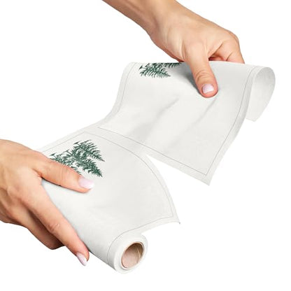 MY DRAP 100% Cotton Luncheon Napkins On A Roll, Tear & Serve, Forest pattern, 7.8x7.8", 12 Luxury Disposable Lunch Serviette, Perfect for Serving appetizers and under cutlery, Parties and Events. - color: Forest