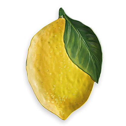 Abode Homewares Lemon Fresh Melamine Figural Platter - 17.3” x 12” - size: Lemon Shaped Platter