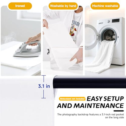 Professional White Photography Backdrop10X8- Heavy-Duty Machine Washable Seamless Background for Studio & Video - color: White, size: 10X8