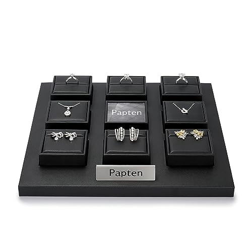 PU Leather Jewelry Stand Showcase Display Holder Jewellry Storage Stand (Black) - color: Black, size: Base Plate