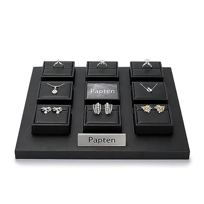 PU Leather Jewelry Stand Showcase Display Holder Jewellry Storage Stand (Black) - color: Black, size: Base Plate