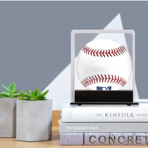 Pro Collector's UV Protection Softball Display Case Baseball Display Case Stand Championship Square BoxClear Display Cube for Official 12 Inches Ball Ball Storage Collections (Black Plastic Stand)