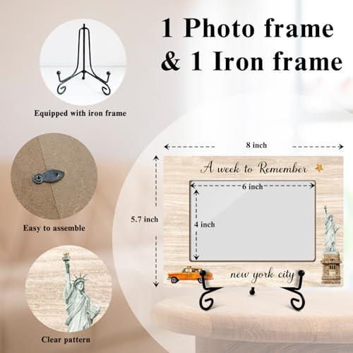 New York Vacation Frame - A Week To Remember,Family Vacation Honeymoon Holiday Trip, 4 x 6 Picture Frame with Stand for Tabletop Display, Birthday Gifts - New York - color: Frame25