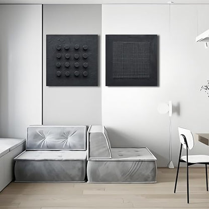 NANKAI Art Hand-Painted Thick Texture Black Canvas Abstract Art 24x24 inch Home Wall Art Deco Oil Painting - color: Nkhb295
