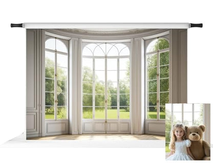 Kate 7x5ft Spring Panel Windows Scenery Backdrop for Photography Indoor White Panel Windows Background Photo Studio Props - size: 7x5ft