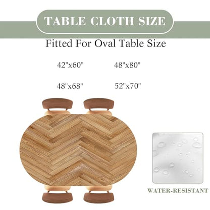 Wood Texture Background Oval Table Cloth Cover Fitted Tablecloth with Elastic Edge Tablecloths Washable Cloths for Parties, Restaurants, Gatherings, Fits 52"x70" Oval TablesStyle 126 - color: Wood Texture -11, size: 70" x 52" (Oval)
