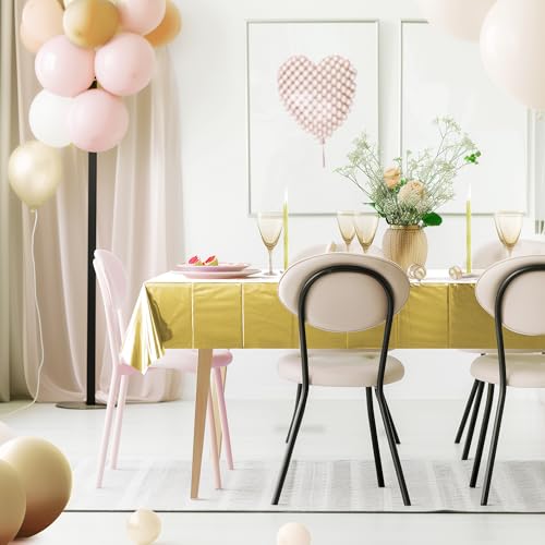 2pcs Champagne Gold Foil Tablecloth 54*72inch Plastic Wedding Birthday Party Table Cloths Light Gold Waterproof Disposable Table Cover for Christmas Grad Elegant Event Anniversary Party Supplies - color: Light Gold