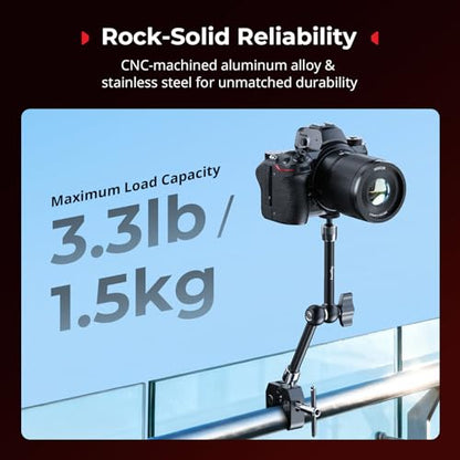 SmallRig Magic Arm Clamp w/ 1/4" Screw, Phone Mount for Magsafe & Magnetic Adapter Ring, 11 Inches Integrated Magic Arm for iPhone, for Android, for Action Cameras/LCD Monitor/LED Lights - 5604 - size: 11''+phone mount