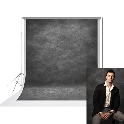 UrcTepics 6x8ft Dark Gray & Black Abstract Textured Photography Backdrop, Fabric Background for Headshots, Portraits, Graduation. - color: Dark Grey, size: 6×8 Ft