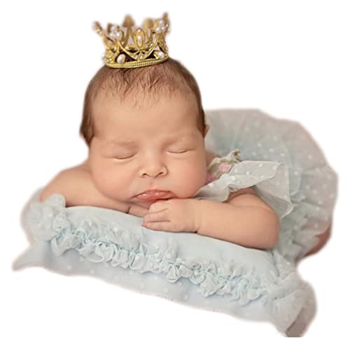 Newborn Baby Photo Shoot Props Outfits Faux Pearl Mini Crown Rhinestone Tiara Infant Photography Props Rhinestone Party Crown