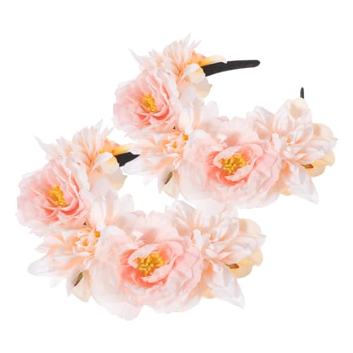 2pcs Floral Headbands and Women, Double-sided Realistic Peony Flower Hair Accessories, Photo Props Hair Decor for Wedding, Party, and Daily Wear