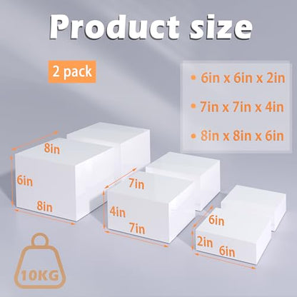 Buffet Risers, Food Display Risers for Party, White Acrylic Risers Display Stand for Buffet Table, Catering Displays for Dessert, Cube Box Nesting Riser with Hollow Bottoms (6"x7"x8" 6PCS) - color: 6"x7"x8" 6PCS White