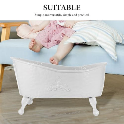 UKCOCO Newborn Photo Prop Bathtub: Baby Photography Prop for Photoshoot, White Iron Bathtub for Baby Photo Shoot, 19. 7 X 14. 2 X 11. 4 Inch
