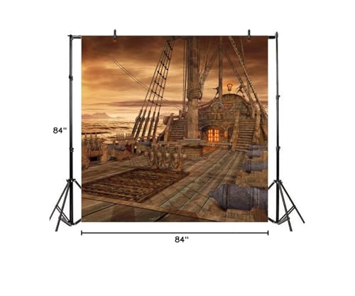Yeele 7x7ft Vintage Sailboat Backdrop for Photography Nautical Battleship Old Wooden Deck Background Pirate Ship Kids Boy Adult Photo Booth Shoot Studio Props