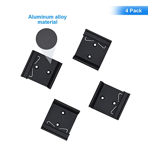 1.73" Width DIN Rail Mounting Clip, Universal Aluminum Alloy Bracket, Snap-in Fixed Clamp for 35mm Slotted DIN Rail, 4-Pack - size: 1.73 Width DIN Rail Mounting Clip