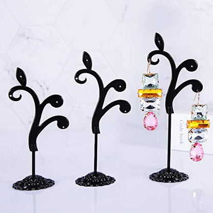Black Earring Stand Detachable Metal Earring Display Storage Rack for Photography Jewelry Props Show Closet Retail Store Display 3 Pcs, Vine Shape