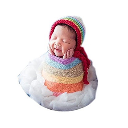Coberllus Newborn Baby Photo Props Wrap Cloth Blanket Swaddle for Boys Girls Photography Shoot (Rainbow) - color: Rainbow