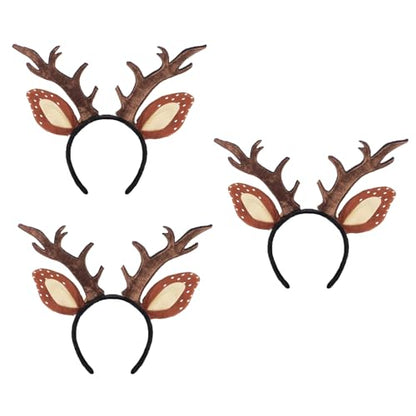 4 Pack Deer Antler Headbands Deer Costume Women's Fawn Horn Headband Reindeer Headband with Antler Ears Animal Cosplay Costume for Halloween Christmas Party Favors