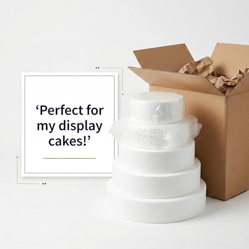 FromJennWithLove 9x2 Inch Cake Dummy – 9in Round Styrofoam Form, 2in Tall – USA-Made for Decorators, Bakers & Fake Cake Displays